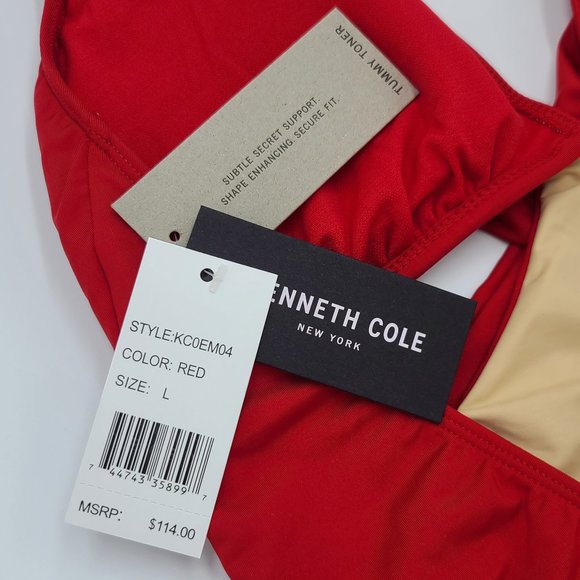 NWT Red Kenneth Cole Core Power Cutout Swimsuit, L - Picture 9 of 9